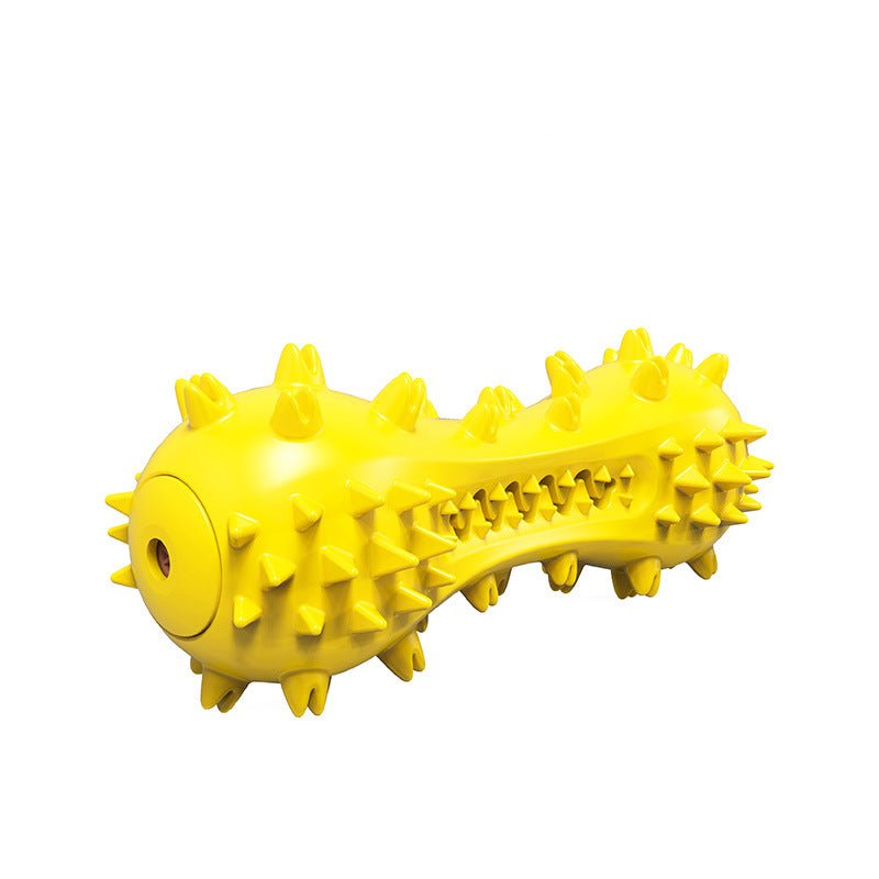Dog chewing on dental toy cleaning teeth naturally