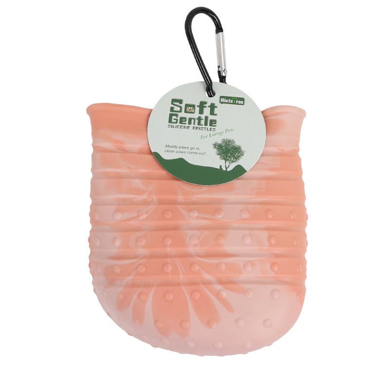 Dog paw cleaner cup available in blue and pink