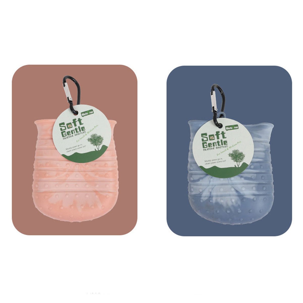 Soft silicone bristles inside dog paw cleaner cup