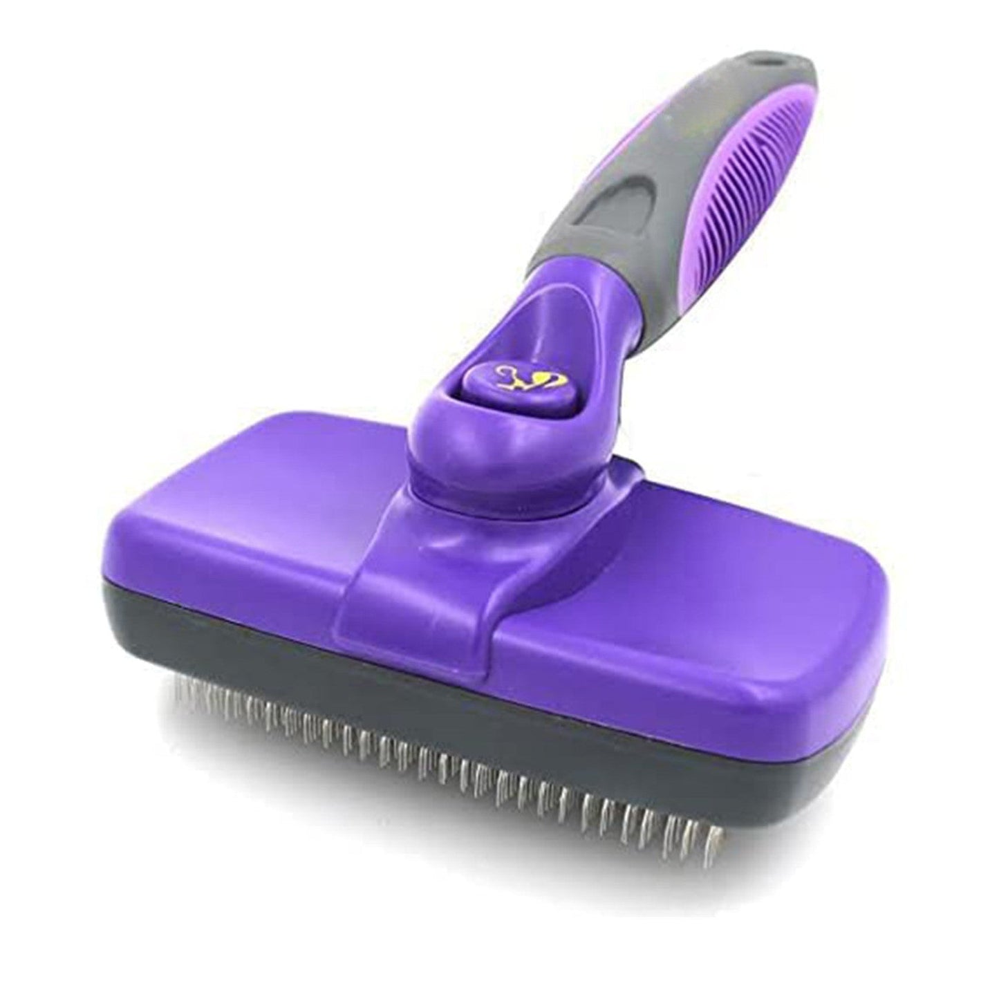 Slicker brush gently detangling dog coat