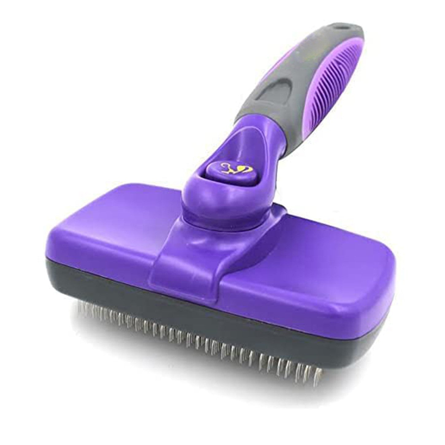 Slicker brush gently detangling dog coat