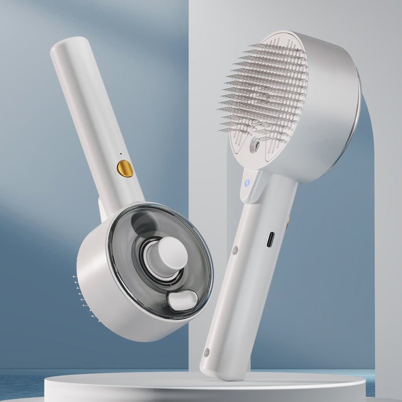 Self-Cleaning Steam Brush being used on cat coat