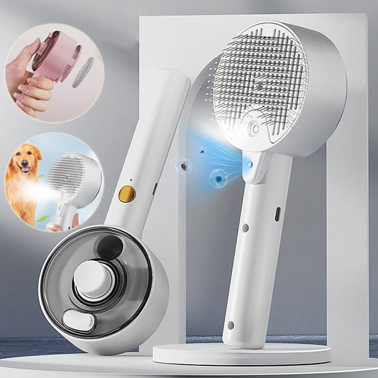 Self-Cleaning Steam Brush for Dogs – Professional Pet Grooming Tool
